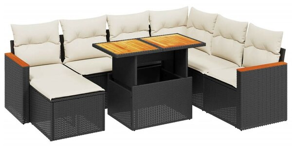 VidaXL Polyrattan Kerti Ülőgarnitúra - 8 részes - Fekete