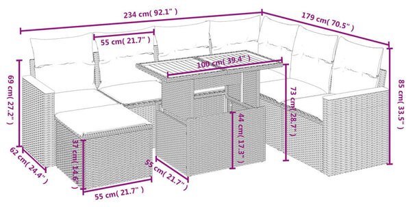 VidaXL Polyrattan Kerti Ülőgarnitúra - 8 részes - Fekete