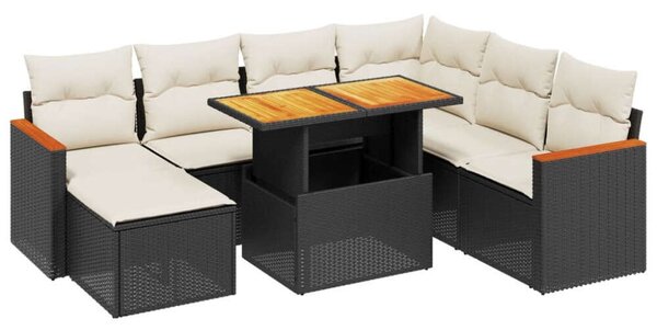 VidaXL Polyrattan Kerti Ülőgarnitúra - 8 részes - Fekete