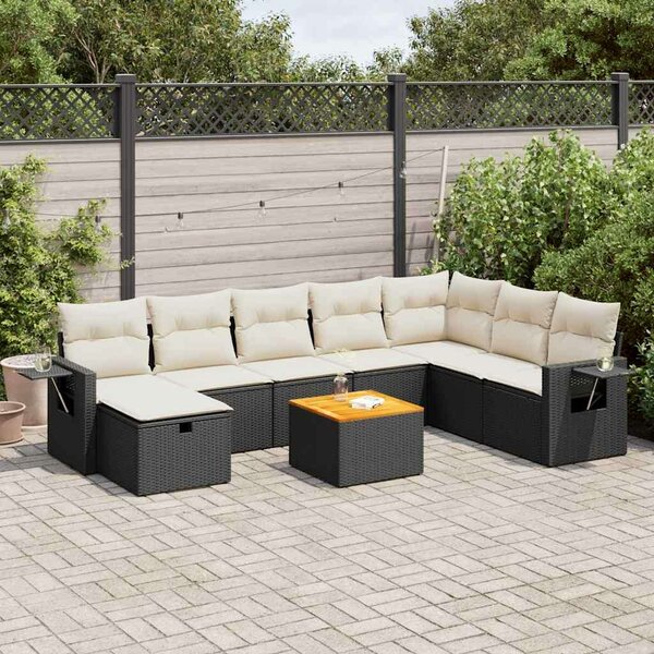 VidaXL Polyrattan Kerti Ülőgarnitúra - 9 részes - Fekete