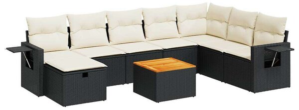 VidaXL Polyrattan Kerti Ülőgarnitúra - 9 részes - Fekete