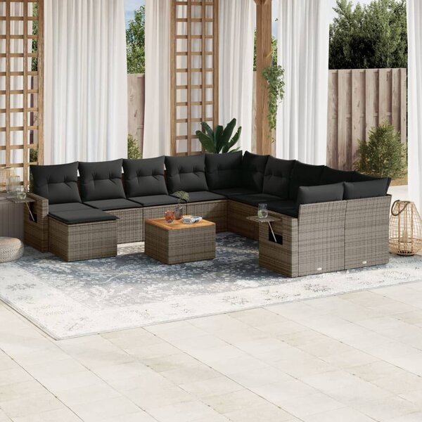 VidaXL Polyrattan Kerti Ülőgarnitúra - 14 részes - Szürke