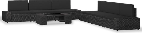 7 részes fekete polyrattan kerti ülőgarnitúra