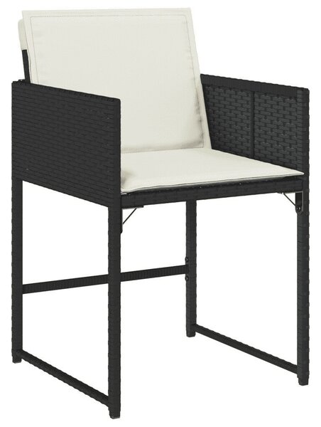 VidaXL 5 részes fekete polyrattan kerti étkezőgarnitúra párnákkal