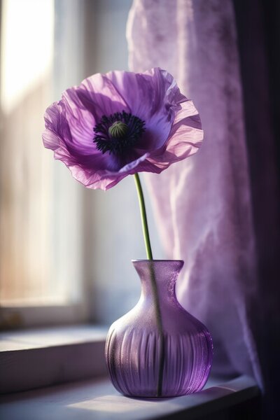 Fotográfia Purple Poppy In Vase, Treechild