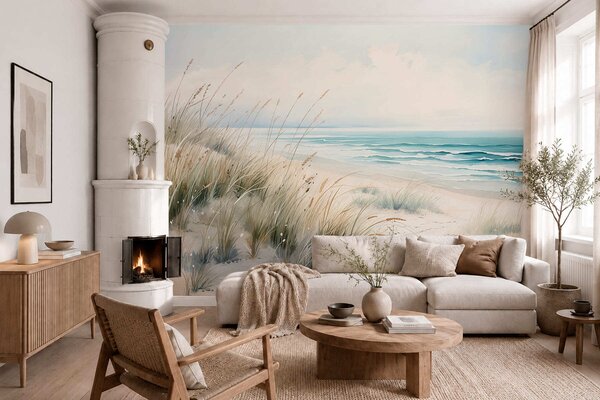 Fotótapéta Homokos strand hullámokkal és dűnékkel, Természet fotótapéta, w05537 : Uwalls.hu