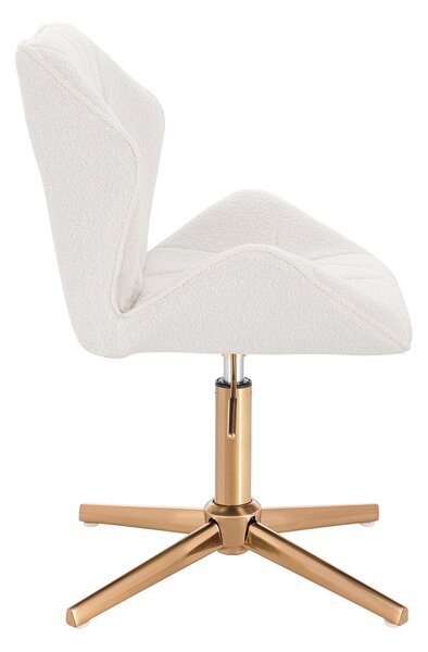 HR212CROSS Krémszínű modern boucle szék arany lábbal