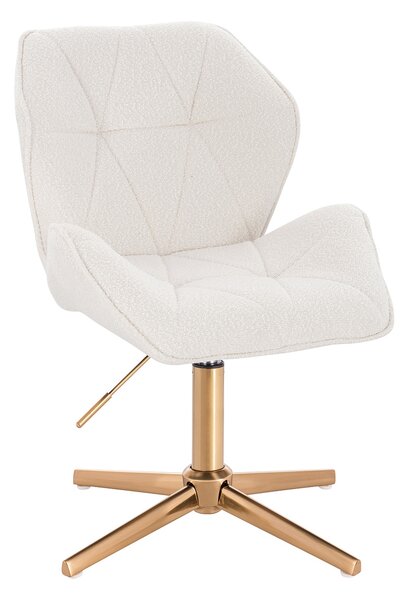 HR212CROSS Krémszínű modern boucle szék arany lábbal
