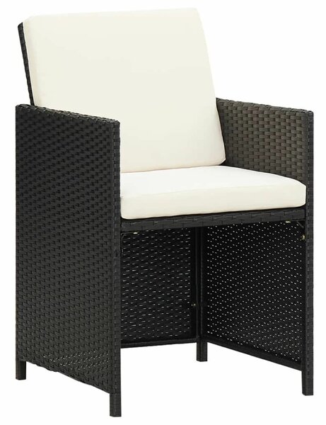 VidaXL 5 részes Kerti Étkezőgarnitúra - Fekete Polyrattan