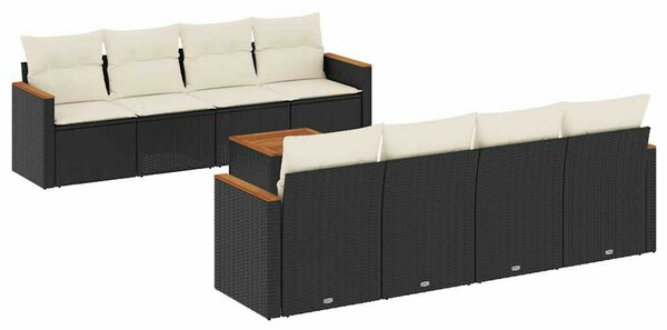 VidaXL Polyrattan Kerti Ülőgarnitúra - 9 részes - Fekete
