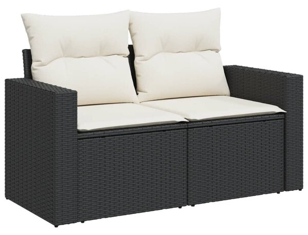 VidaXL 8 részes fekete polyrattan kerti ülőgarnitúra párnákkal