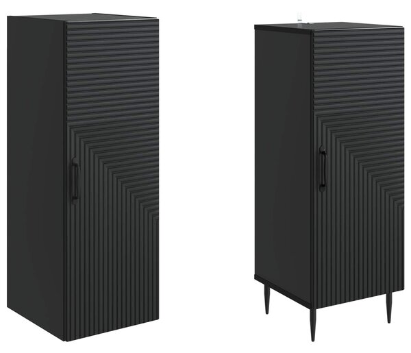 VidaXL Szekrény szett 2 pcs Fekete 33 x 34,5 x 89,5 cm Szerelt Fa