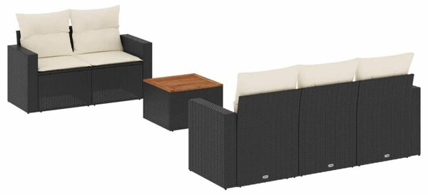 VidaXL Polyrattan Kerti Ülőgarnitúra - 6 részes - Fekete