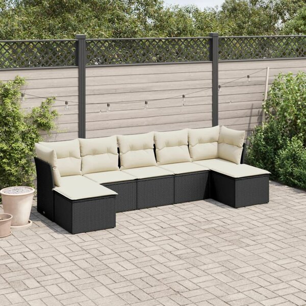 VidaXL Polyrattan Kerti Ülőgarnitúra - 7 részes - Fekete