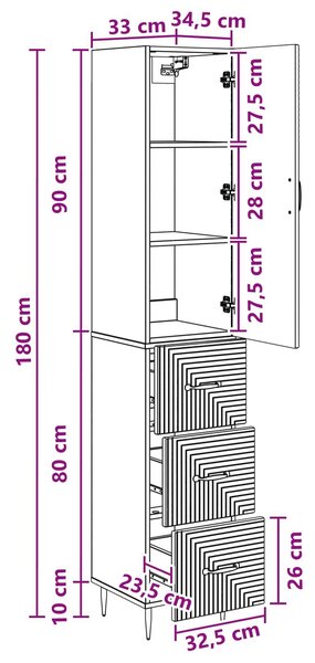 VidaXL Szekrény szett 2 db 33 x 34,5 x 90 cm Szerelt Fa Sonoma Tölgy