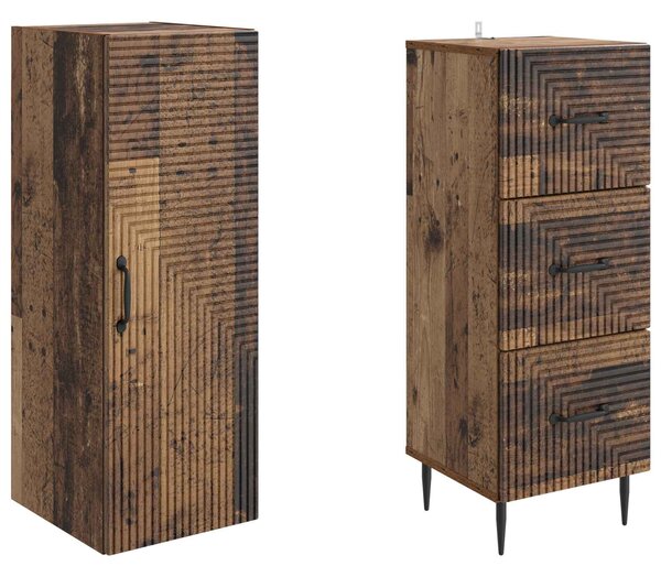 VidaXL Szekrény szett 2 pcs Antik Fa 33 x 34,5 x 90 cm Szerelt Fa