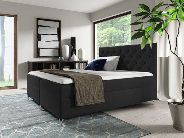 Wilsondo GULIETTE kárpitozott boxspring ágy matracokkal 120x200 - fekete