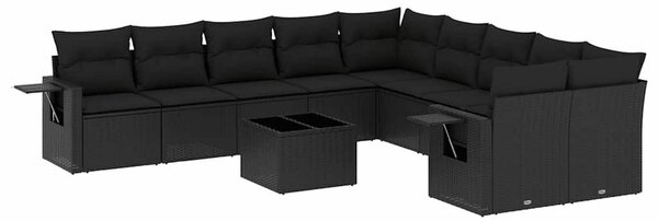 Polyrattan Kerti Ülőgarnitúra - 11 részes - Fekete
