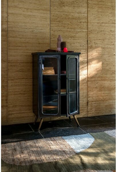 Fekete fém tálalószekrény 60x100x35 cm Denza – Dutchbone