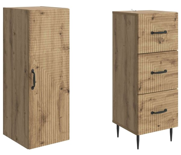VidaXL Szekrény szett 2 db 33 x 34,5 x 90 cm Szerelt Fa Kézműves Tölgy
