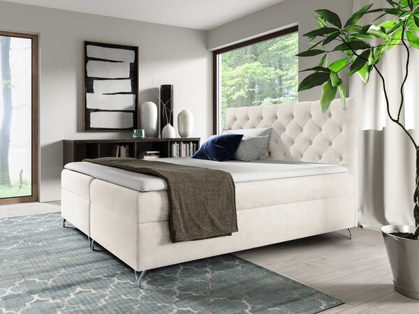 Wilsondo GULIETTE kárpitozott boxspring ágy matracokkal 120x200 - fehér