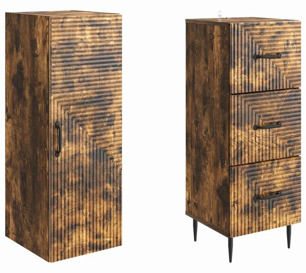 VidaXL Szekrény szett 2 pcs Füstös Tölgy 33 x 34,5 x 90 cm Szerelt Fa