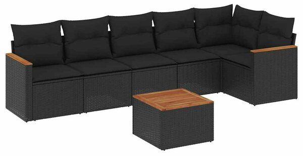 VidaXL Polyrattan Kerti Ülőgarnitúra - 7 részes - Fekete
