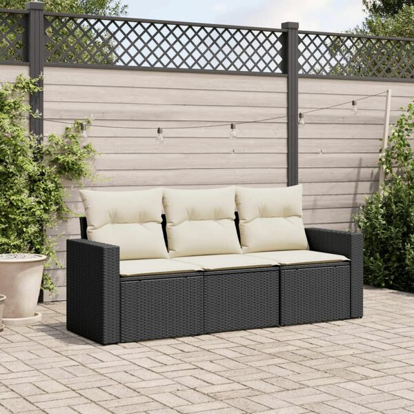 VidaXL 3 részes Kerti Ülőgarnitúra - Fekete Polyrattan