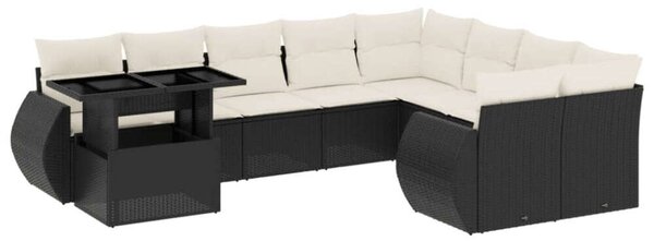 VidaXL Polyrattan Kerti Ülőgarnitúra - 10 részes - Fekete