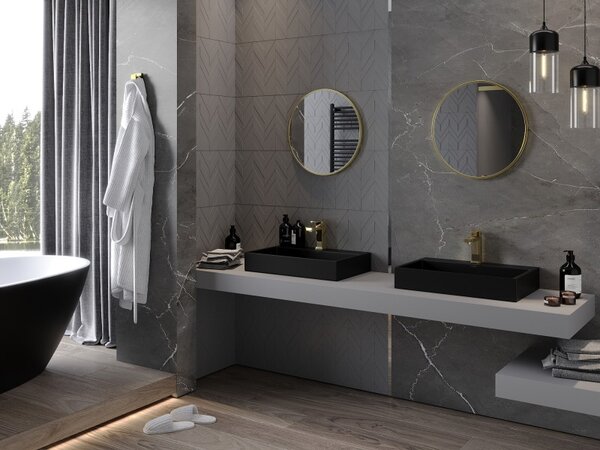 Mexen Loft fürdőszobai kerek tükör 40 cm, arany keret - 9850-040-040-000-50