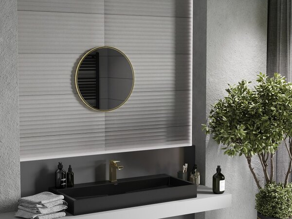 Mexen Loft fürdőszobai kerek tükör 40 cm, arany keret - 9850-040-040-000-50