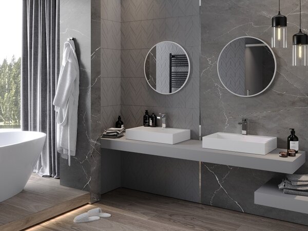 Mexen Loft kerek fürdőszobai tükör 60 cm, fehér keret - 9850-060-060-000-20