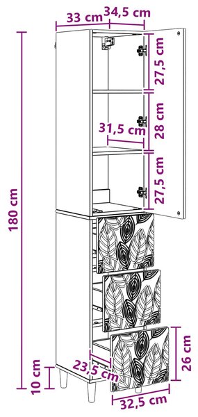 VidaXL Szekrény szett 2 db 33 x 34,5 x 90 cm Szerelt Fa Füstös Tölgy