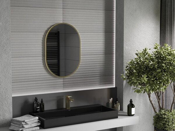 Mexen Loft ovális fürdőszobai tükör 70 x 50 cm, arany keretben - 9851-070-050-000-50