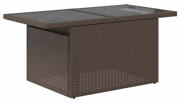 9 részes barna polyrattan akácfa kerti ülőgarnitúra párnákkal