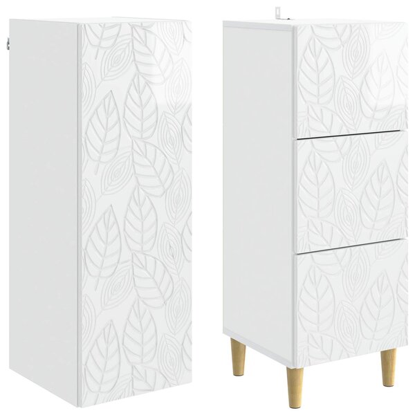 VidaXL Szekrény szett 2 pcs Magasfényű Fehér 33 x 34,5 x 90 cm