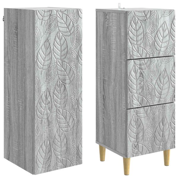 VidaXL Szekrény szett 2 db 33 x 34,5 x 90 cm Szerelt Fa Szürke Sonoma