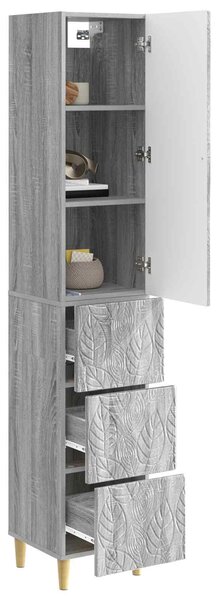 VidaXL Szekrény szett 2 db 33 x 34,5 x 90 cm Szerelt Fa Szürke Sonoma