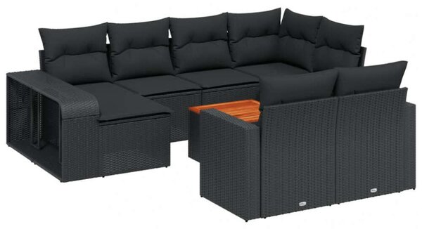 VidaXL Polyrattan Kerti Ülőgarnitúra - 11 részes - Fekete