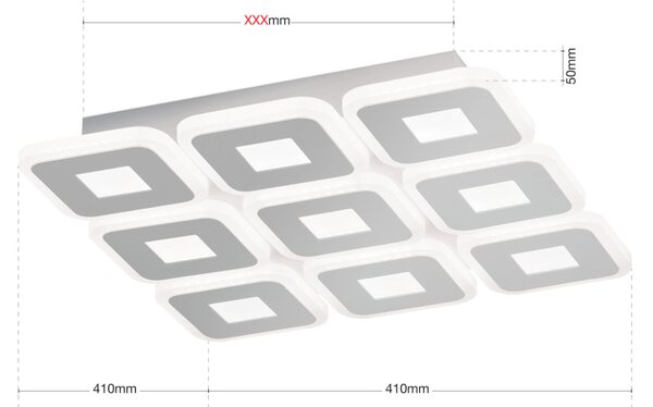 DOMINO modern LED mennyezeti lámpa , fehér, 2750lm