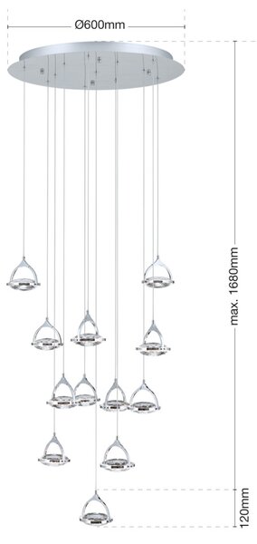 MOON modern kristály LED mennyezeti lámpa , króm, 3600lm