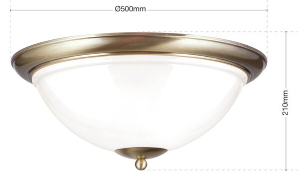 OLD LAMP klasszikus mennyezeti lámpa 3xE27, patina 50 cm opál