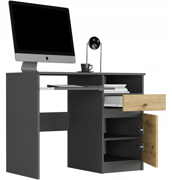 PC asztal Naldar (antracit + artisan) (J). Akció -18%