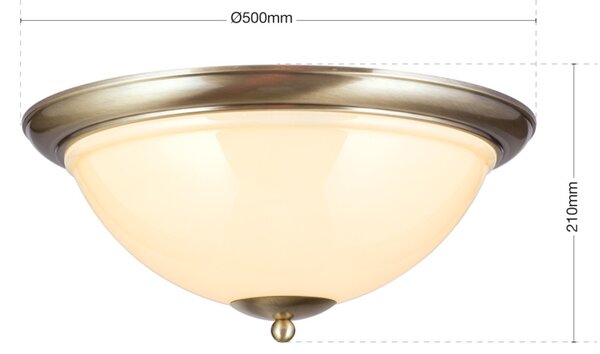 OLD LAMP klasszikus mennyezeti lámpa 3xE27, patina 50 cm sárga
