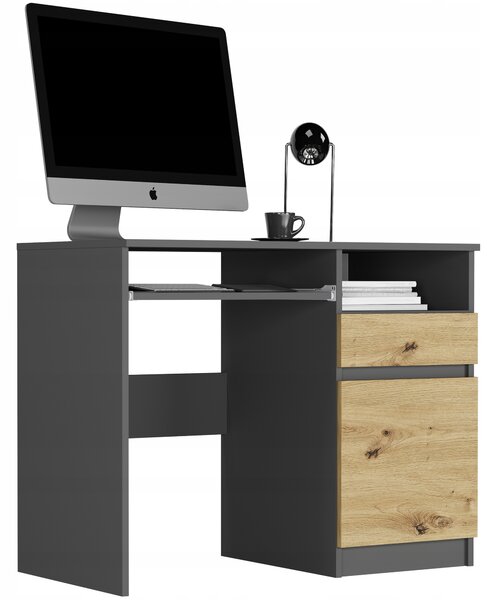 PC asztal Naldar (antracit + artisan) (J). Akció -18%