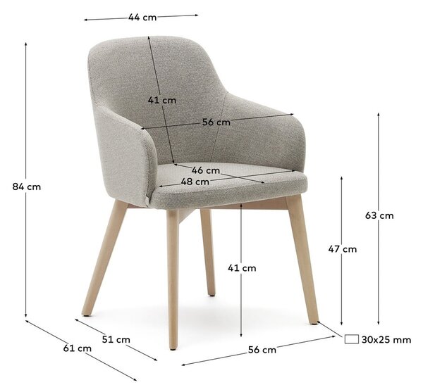 Bézs kárpitozott karfás étkezőfotel Nelida – Kave Home