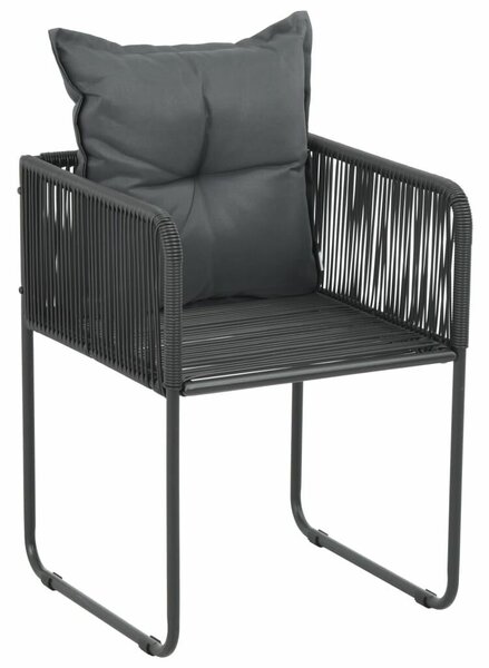 5 részes fekete pvc rattan kerti étkezőgarnitúra