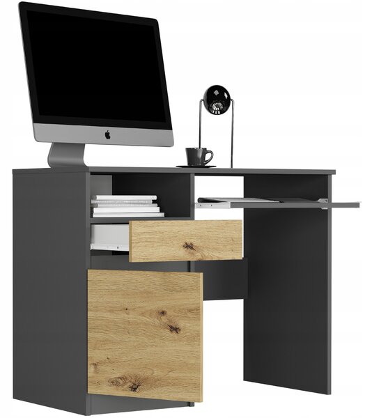 PC asztal Naldar (antracit + artisan) (B). Akció -18%