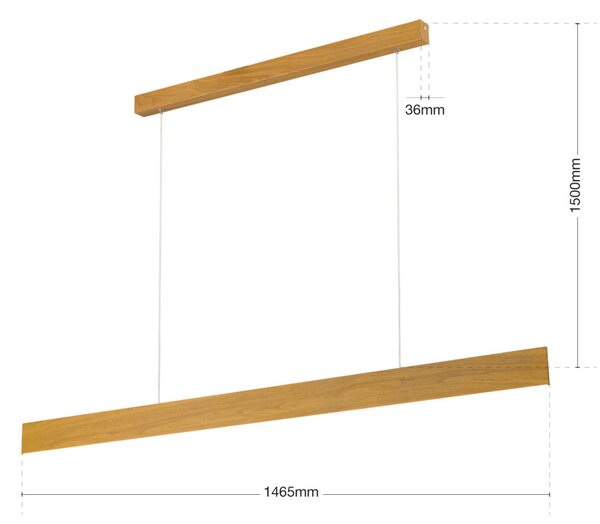 GIDEON modern LED függőlámpa , natúr fa, 2700lm