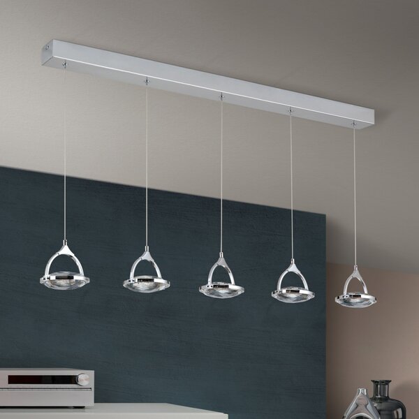 MOON modern kristály LED függőlámpa , króm, 1500lm